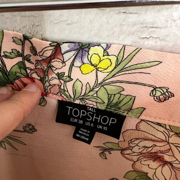 Topshop tall size 6 pink floral midi  skirt - Picture 5 of 8